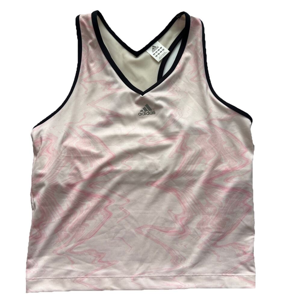 NWT Adidas Tank Top Womens XL Pink Mesh Shelf Bra Stretch Workout Athletic